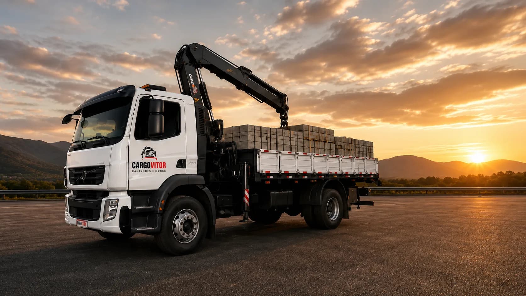 Caminhão CargoVitor equipado com Munck pronto para operação
